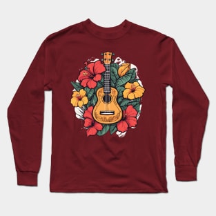 Hawaii Tropical Uke Ukulele Long Sleeve T-Shirt